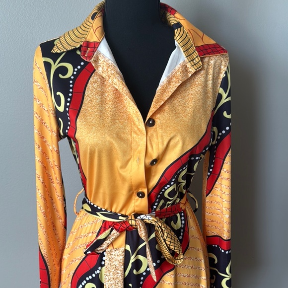 NWOT Yellow/Gold, Red and Black Maxi Dress - Picture 8 of 8